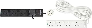 pro elec 5 m Switched Surge Protected Extension Lead - Black PL15344 & PELB1942 4 Gang Switched Surge Protected Extension Lead White, 10m