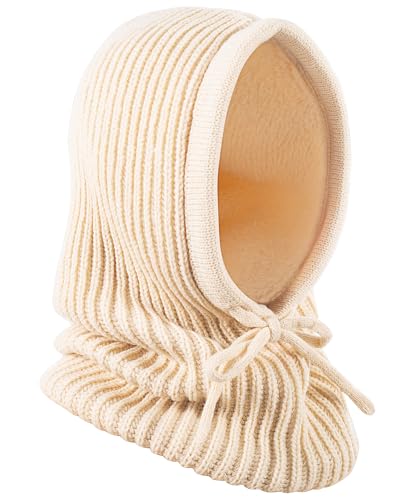 Winter Hat Knit Balaclava Hooded Scarf Head Cover Beret Neck Ski Warmer Unisex Beige