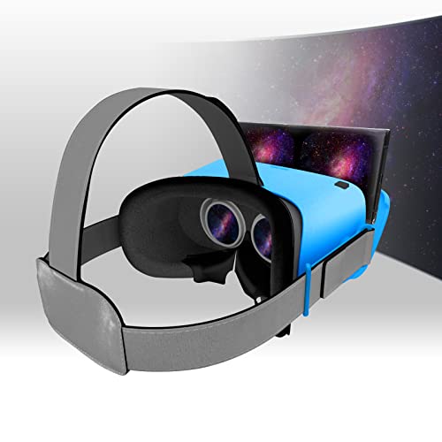 Image of DESTEK V5 VR Headset for Phone w /VR Gamepad, 128 Premium VR apps Included, Anti-Blue Eyes Protected HD Lenses, 110 FOV Virtual Reality Headsets for iPhone, Android Phone - brightblue
