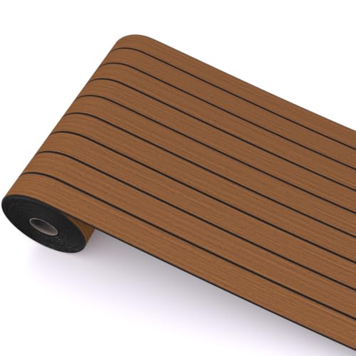 Image of Peel and Stick Wood Slat Wall Panels, Teak, 236 x 15.7 in | 3D Fluted, PVC Paneling for Accent Wall, Ceiling, Living Room, Office, Bedroom