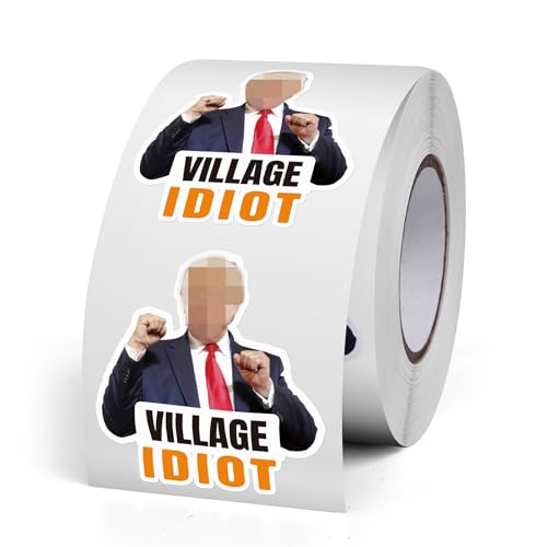 Image of ASUNO Donald Trxmp Village Idiot Sticker Vinyl Decal Self-Adhesive Label 2 inch x 3 inch for Car Window Truck Auto Wall Laptop 500 PCS