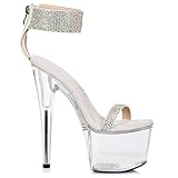 Ellie Shoes Women's Rhinestone Heeled Sandal, Silver, 9