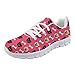 HUGS IDEA Floreale Skull Carlino Fiori di Cane Divertente Schiuma Appartamenti Sport Running Scarpe Fitness Jogging Calzature, Rosa (Cane 3.), 46 EU