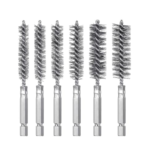 Image of Stainless Steel Bore Brush Stainless Steel Bristles Wire Brush for Power Drill with Hex Shank Handle (0.31inch .39 inch .47inch .59 inch .67 inch .75 inch, 6 Pcs)