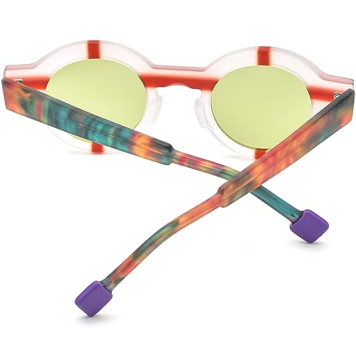 Image of HEPIDEM Matte Acetate Vintage Retro Round Polarized Sunglasses for Women UV400 UV Protection Sun Glasses