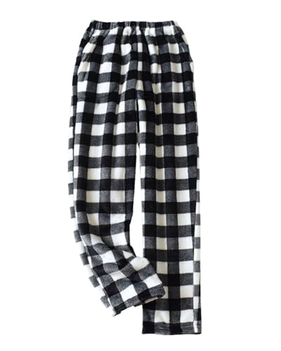 Image of codcm Womens Plaid Fluffy Pajama Pants Fuzzy Fleece Cozy Lounge Pants with Pockets Winter Warm Pj Bottoms