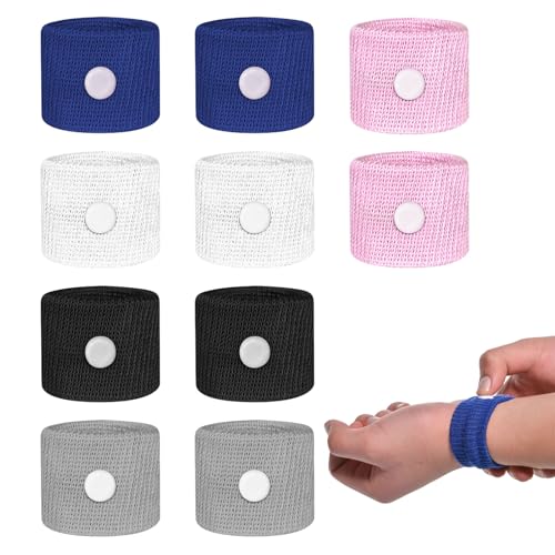 10 PCS Travel Sickness Bands,Sickness Bands for Adults,Sick Band for Kids,Pregnancy Travel Sick,Anti Sickness Wristbands Acupressure Nausea Relief Wristband for Car Sea