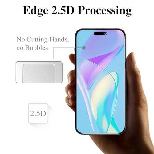 Pokolan 3 Pack Privacy Screen Protector for iPhone 15, 15 Pro 6.1-Inch, Anti Spy Tempered Glass, 9H Hardness, Case Friendly - Image 3