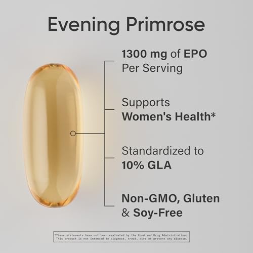 Image of Sports Research Evening Primrose Oil 1300 mg Non - GMO Gluten - free Cold - Pressed with No Fillers or Artificial Ingredients (120 Liquid Softgels)