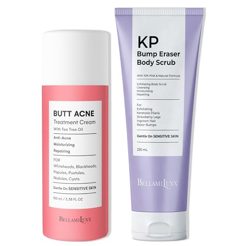 Image of BellamiLuxx KP Treatment Kit: KP Bump Eraser Body Scrub & Body Clarifying Lotion for Keratosis Pilaris, Strawberry Skin, Chicken Skin, Bumps & Rough Texture