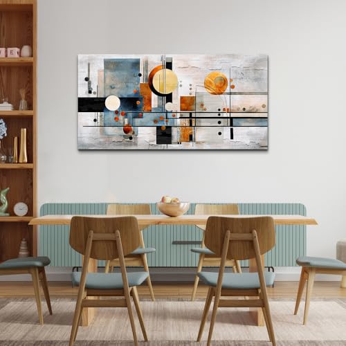 MHARTK66 Boho Wall Art For Living Room Wall Decorations For Office Bedroom Home Wall Decor Color Block Line Pictures Canvas Prints Abstract Pictures Artwork Hotel Room Decor Ready To Hang by MHARTK66 - Used condition - Image 4