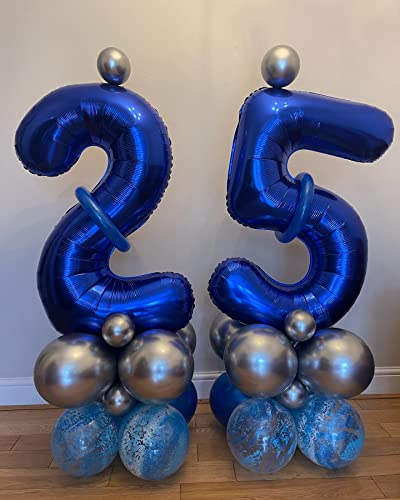 Image of 40 Inch Navy Blue 25 Number Balloons Giant Jumbo Huge 25 or 52 Foil Mylar Helium Number Digital Balloons Dark Blue Birthday Mylar Digital Balloons 25 Birthday Party 25th Anniversary Events Party