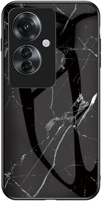 Compatible with Oppo Reno11 F 5G Case,3 in 1 PC Glass Back Panel+TPU Silicone Anti-Drop Phone Case Cover Black