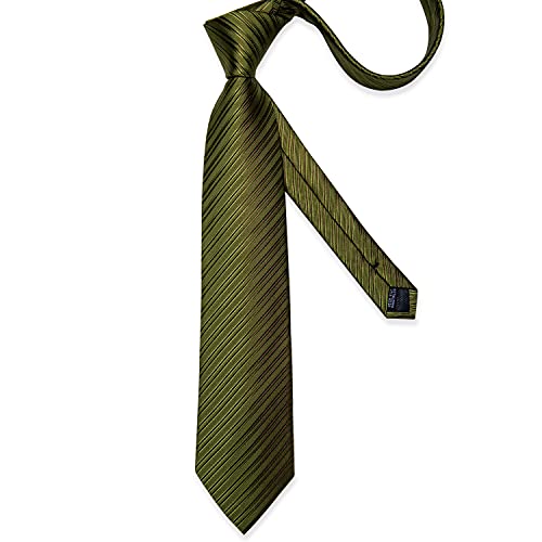 Image of DiBanGu Mens Silk Necktie Solid Color Tie and Pocket Square Cufflink Tie Clip Set Woven Plain Ties for Men Wedding Party