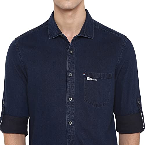 Image of Red Chief Denim Solid Fabric Full Shirt for Men