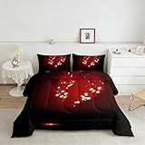Manfei Dark Red Comforter Set Queen