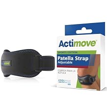 Actimove Sports Edition Patella Strap Adjustable with COOLMAX AIR Technology - Pain Management for Jumpers Knee, Patellofemoral Pain Syndrome - Left/Right Wear - Black, Universal Size