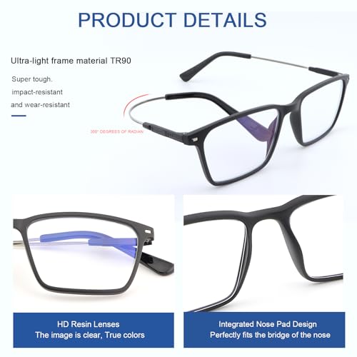 Image of Blue Light Blocking Glasses Photochromic Gray Transition Sunglasses for Men and Women Gaming TV Phone Computer Eyeglasses UV Protection Anti Glare Shade Lightweight Eyewear Full Rim Spectacles