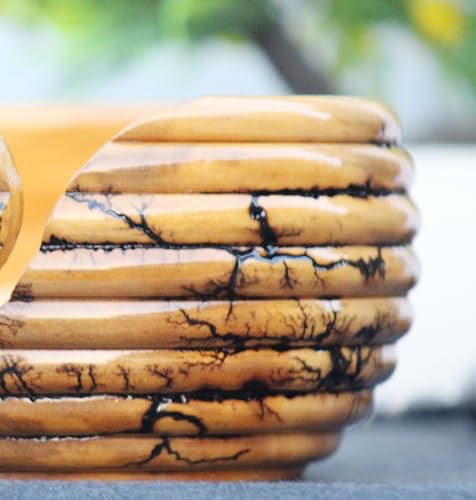 Image of Wooden Yarn Bowl for Knitting, Handmade Knitting Wool Storage Basket, Yarn Holder Storage Bowl for Prevent Slipping, Perfect Yarn Bowl for Crocheting (Large)