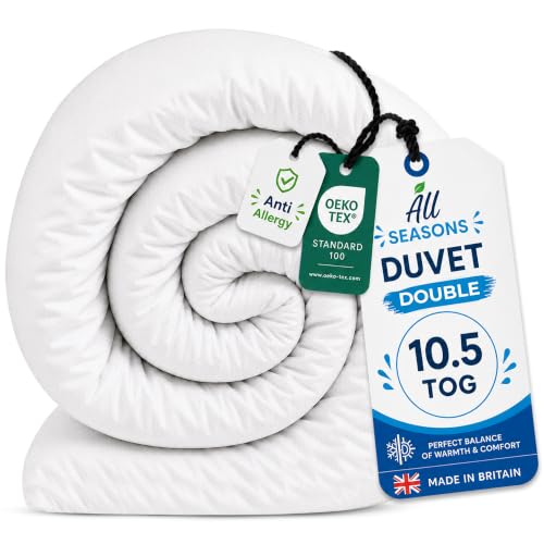 Rohi Anti Allergy 10.5 Tog Double Duvet All Season Duvets Soft & Breathable Luxurious Hollowfibre Quilt with Corvin Cover Midweight Comforter Double Bed Duvet (All Season)