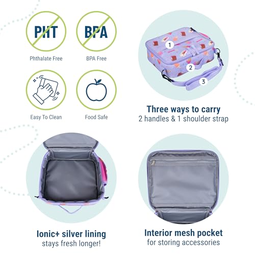 Image of Wildkin Kids ECO rPET Insulated Lunch Box - Keeps Food Hot or Cold, Easy-Clean Lining, Mesh Pockets & BPA-Free - Boys & Girls, Ideal for School, Travel & Daycare - Sweet Dreams