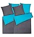 Produktbild Moon 2er Pack Renforcé Uni Wendebettwäsche, Bettwäsche aus 100% Baumwolle, 135x200 / 80x80 (anthrazit/türkis)