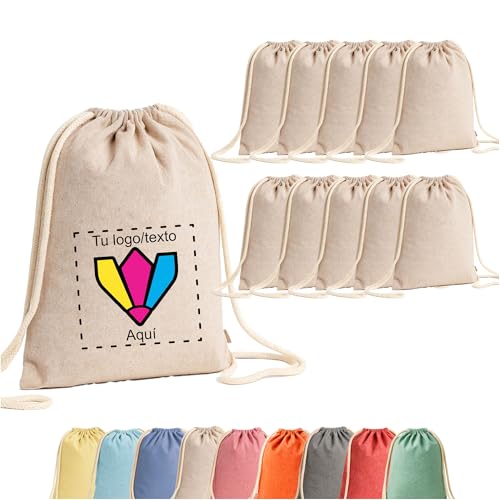 Regalix Shop Mochila personalizada com atacadores, conjunto de 5 ou 10 unidades 9, adiciona nome ou logotipo. Para faculdade, berçário, excursões, ginásio, pedras e presentes corporativos., Bege