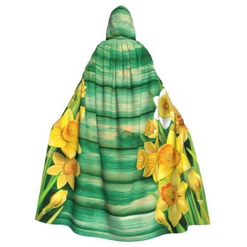 Robe à capuche imprimé jonquilles jaunes pour cosplay homme et femme