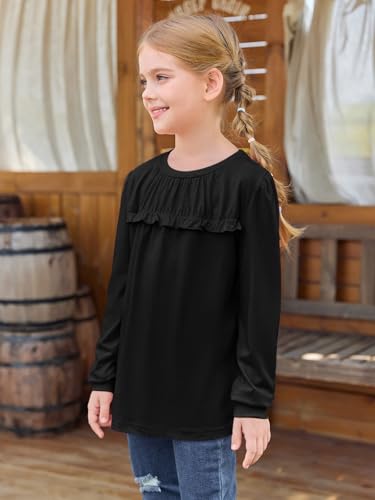 Image of Haloumoning Girls Crew Neck T Shirts Peplum Babydoll Tops Tees 4-15 Years | Girls T-Shirts, Casual Loose Tunic Tops, Cute Ruffle T Shirts, Short Sleeve Shirts, Long Sleeve Blouse