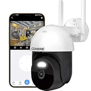 Conbre Cruizer 4G Sim Based PTZ IP Security Camera 3MP with Inbuilt Mic for 2 Way Communication | 1080p Resolution | IP66 Waterproof | Auto Motion Detection for Home, Office & More