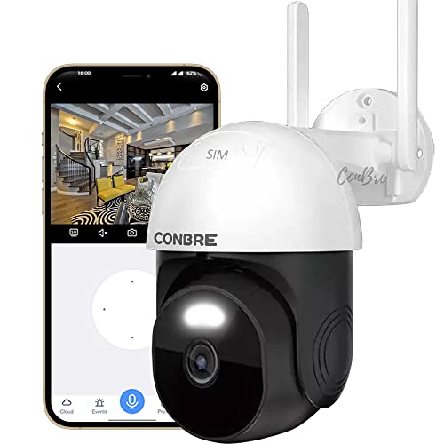 Conbre Cruizer 4G Sim Based PTZ IP Security Camera 3MP with Inbuilt Mic for 2 Way Communication | 1080p Resolution | IP66 Waterproof | Auto Motion Detection for Home, Office & More