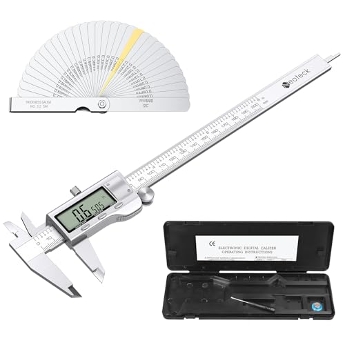 Neoteck 200mm/8 inch Digital Vernier Caliper and Feeler Gauge Set Stainless Steel Electronic Caliper Fractions/Inch/Metric Conversion Measuring Tool