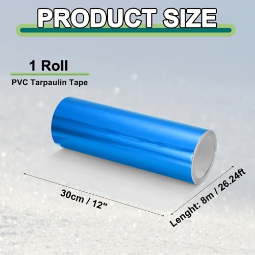 Image of PATIKIL Awning Repair Tape 12 inch x 26ft Waterproof Canvas Tape High Adhesive Tear Repair Patch Kit for PVC Tarpaulin Tent Awning Fabric RV Sail Boat Cover, Blue