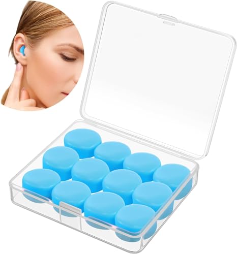 Silicone Ear Plugs, Soft Reusable Moldable Waterproof Noise Cancelling EarPlugs for Swimming, Sleeping, Shooting, Airplanes, Concerts, Mowing - 6 Pairs