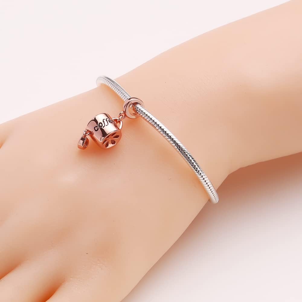 925 Sterling Silver Rose Gold Coffe Pot Charms fit Pandora Charms Bracelet for Women Christmas Mother's Day Birthday Gift - Image 6