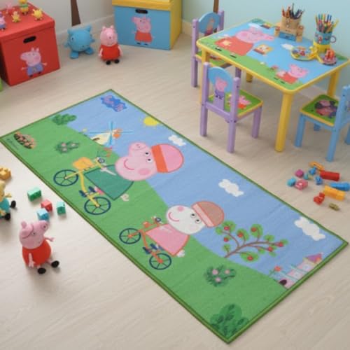 Image of Athom Living Kids Multicored Kids Runner Carpets 2x4.5ft, Anit-Skid (Peppa Pig Theme)