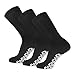 3 Pairs of Non-Skid Diabetic Crew Socks, Non Binding Top Therapeutic Cotton Gripper Socks (Black, Size: 9-11)