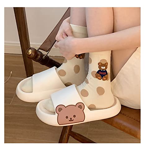 Kawaii Slipper Bear Heart Cloud Slide with Cute Socks Girls Women Home Beach Bathroom Slide Thick Platform Extra Soft3