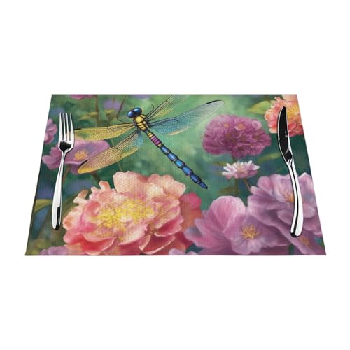 Sets de table pour repas de famille et fêtes motif libellule
