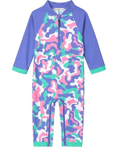 Image of weVSwe Baby Girl Toddler UPF 50+ Rash Guard Swimsuit Sun Protection Beachwear Zipper Bathing Suit 0-3 Years