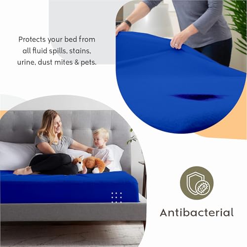 Image of Ayka 100% Waterproof Cotton Terry Mattress Protector Double size Breathable Hypoallergenic Noiseless Ultra Soft Fitted Bed Protector 72x48 inch Mattress Cover / Bed Cover (Royal Blue, Double (72*48 inch))