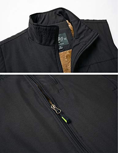 Gihuo Men's Sherpa Fleece Outdoor Vest Winter Fishing Travel Vest Gilet(-Black-L) #TOP4