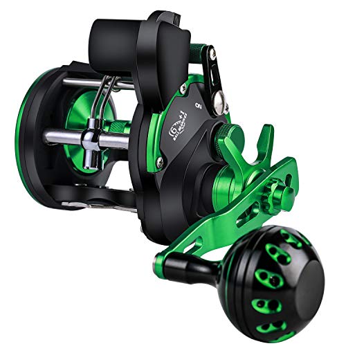 Sougayilang Line Counter Trolling Fishing Reel,Level Wind Conventional Reel,Graphite Body,Powerful Carbon Disc Drag-RZC20L