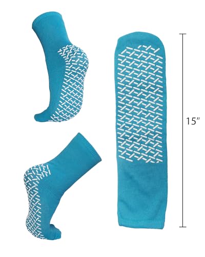 Happy Hippo Hospital Socks, Cotton Non Slip Socks (12-Pk) One Size Fits Most, Light Blue, Unisex4