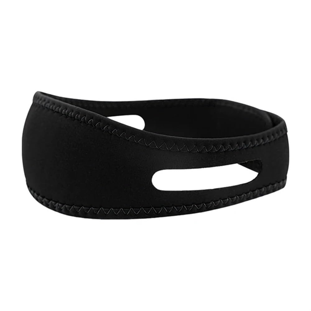 Cinturón antironquidos, correa de barbilla ajustable, antironquidos, alivio del sueño, para mujeres y hombres (negro)