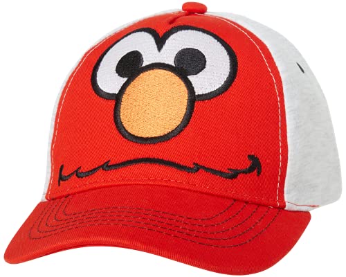 Sesame Street Toddler Cotton Baseball Cap – Elmo, Cookie Monster, Big Bird, Oscar The Grouch, Size Age 2-4, Elmo Red/Grey