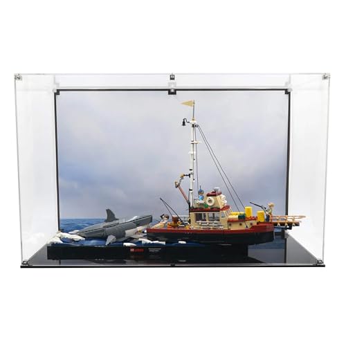 Brickcessories Display Case Compatible with Lego 21350 - Jaws Printed Background Art