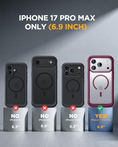 Image of Miracase for iPhone 17 Pro Max Case with Privacy Screen Protector, Wine Red