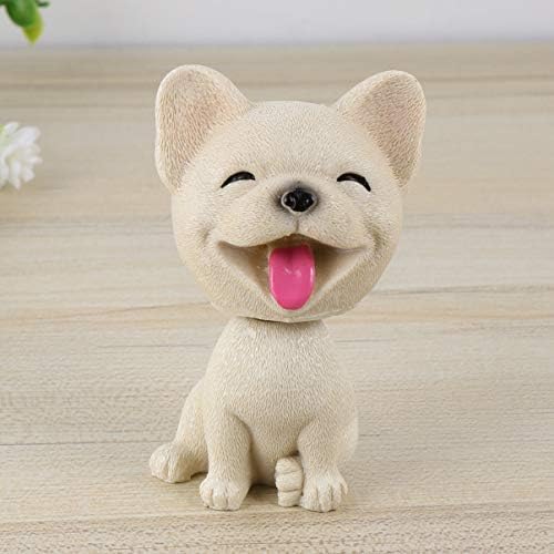Amosfun Dashboard Nodding Heads Bobble Head French Bulldog Dog Car Dash Puppy Simulation for Car Vehicle Cake Decoration Decor Home Decorative