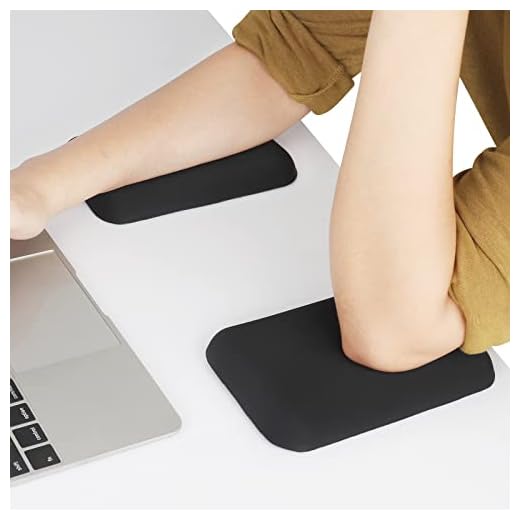Leolee Elbow Rest Pads for Desk, Black Ergonomic Wrist Rest Pad Arm Rest Pads with Memory Foam & Non-Slip Base, Armrest Cushion Support Pad Relieve Elbow and Wrist Pain for Computer, Office, 2 Packs